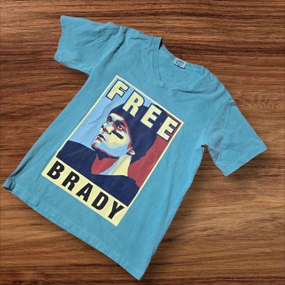 Comfort Colors Y2K Aqua Blue VNeck FREE BRADY Tee Shirt